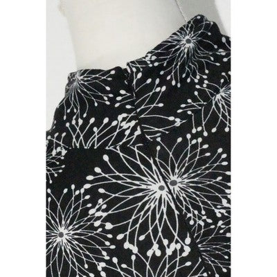 Soybu Dress Women Medium Black White Floral Print Mock Neck Long Sleeve Keyhole