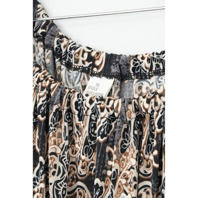 Romper Jumper Women Medium Black Silk Blend Paisley Print Pocket