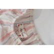 Pink Rose Off The Shoulder Blouse Womens Small Coral Blue Striped Short Sleeve