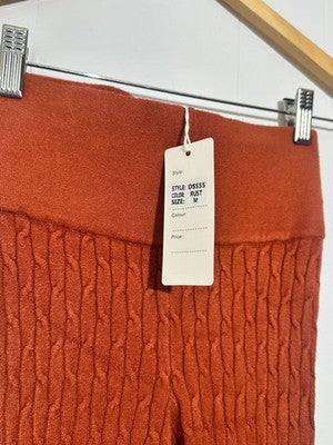 Daisy Rust ribbed knit high-waist leggings medium