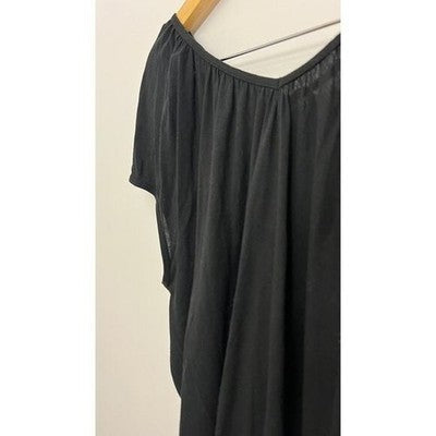 New York & Company Blouse Women Extra Small Black Dolman Sleeve V-Neck Tie Front