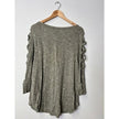 Terra & Sky Olive Green Knit Top with Ladder Cutout Sleeves - Size 1X (16W-18W)