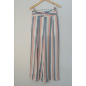 Charming Charlie Dress Pants Womens Medium Multicolor Wide Leg Striped Lined