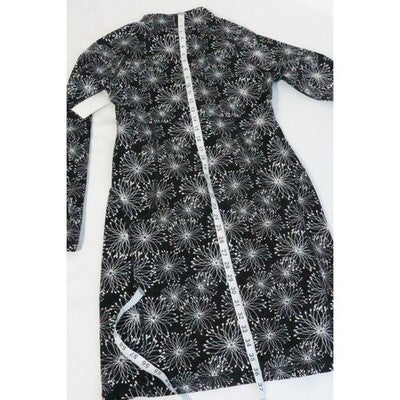 Soybu Dress Women Medium Black White Floral Print Mock Neck Long Sleeve Keyhole