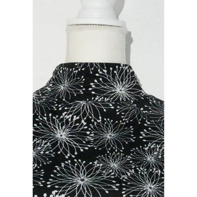 Soybu Dress Women Medium Black White Floral Print Mock Neck Long Sleeve Keyhole