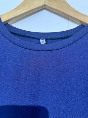 Solid Blue Long Sleeve Shirt Womens Medium Crew Neck Basic Tee Layering Top