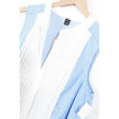 SHEIN Sleeveless Blouse Women Large Blue White Striped Pleated Tuxedo Bib Top
