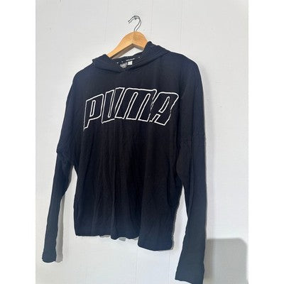 Puma Black Cropped hoodie- Lightweight long sleeve size Medium
