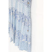 Angie Mini Dress Women Size Small Blue Floral Patchwork Boho Tiered V-Neck Rayon