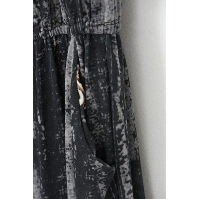 Romper Jumper Women Medium Black Silk Blend Paisley Print Pocket