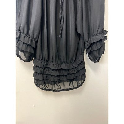 Ashro black ruffle long sleeve size medium blouse