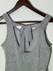 mmCmmCmm Gray Heathered Lace Hem Back-Tie Sleeveless Top, SIze Medium