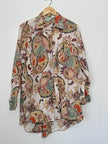 True Destination Shirt Womens Large Multicolor Paisley Button Up Tunic Boho Top