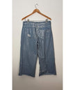 Fashionova Wide Leg Jeans Women Size 13 Silver Metallic Distressed Cropped