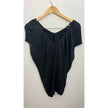 New York & Company Blouse Women Extra Small Black Dolman Sleeve V-Neck Tie Front
