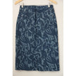 Cato Est. 1946 Denim Midi Skirt Women Size 2 Blue Heart Swirl Print Pencil Skirt
