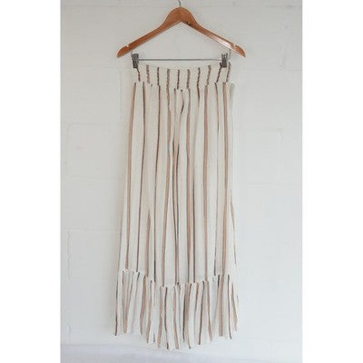 Jessica Simpson Maxi Skirt Women Small White Striped High Low Ruffle Tiered