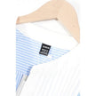 SHEIN Sleeveless Blouse Women Large Blue White Striped Pleated Tuxedo Bib Top