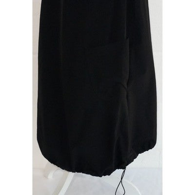 Hot & Delicious Overall Dress Women Small Black Cargo Pocket Bubble Hem Gorpcore