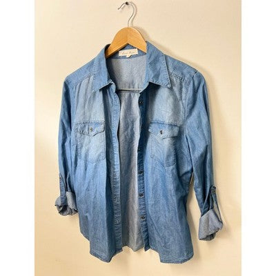 Love Tree Button-Down Denim Shirt - Medium