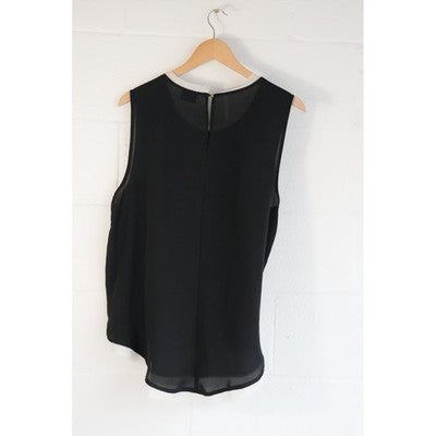 Who What Wear Womens Sleeveless Layered Blouse Black White Medium Keyhole Back