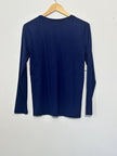 Solid Blue Long Sleeve Shirt Womens Medium Crew Neck Basic Tee Layering Top