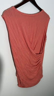 Fantastic Fawn Coral Pink Ribbed Surplice Wrap Back Tank Top - Size Medium