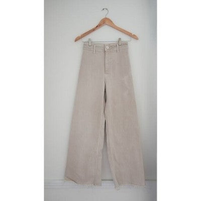Zara High Waisted Wide Leg Raw Hem Denim Pants - Size 2