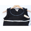 Kenar Tank Top Women Large Black Beaded Neck Ruffle Sleeve Viscose Ruching