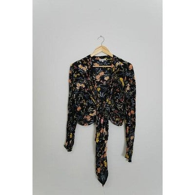 Patrons of Peace Black Floral Cardigan Size Medium
