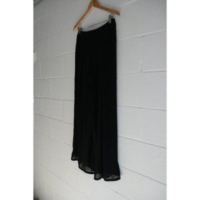 ASHRO Black Wide-Leg Pleated Trousers Size 8
