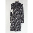 Soybu Dress Women Medium Black White Floral Print Mock Neck Long Sleeve Keyhole