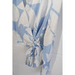 SHEIN Wrap Blouse Women Large Blue White Floral Abstract Long Sleeve Tie Top