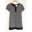 Bizz Princess Shift Mini Dress Medium Black White Geometric Embroidered Cotton