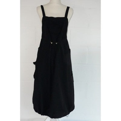Hot & Delicious Overall Dress Women Small Black Cargo Pocket Bubble Hem Gorpcore