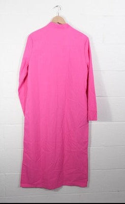 SHEIN Midi Dress Women Large Hot Pink Mandarin Collar Long Sleeve Keyhole Neck