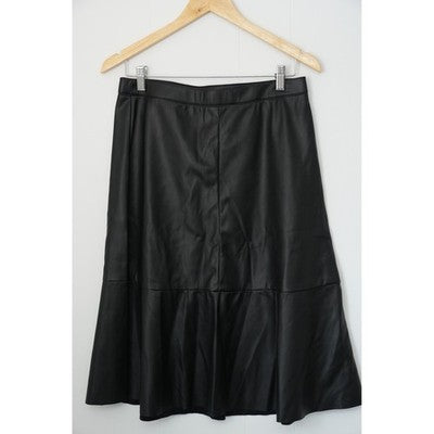Cato Faux Leather Skirt Women Size Small Black Tiered Midi A-Line