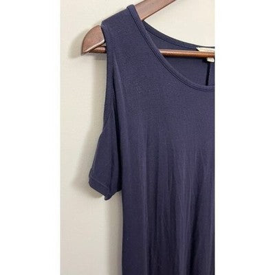 Zenana Outfitters T-Shirt Dress Womens S Navy Blue Cold Shoulder Short Sleeve