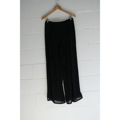 ASHRO Black Wide-Leg Pleated Trousers Size 8