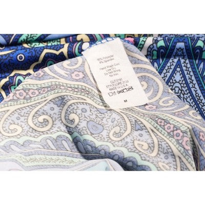 Honeyme Blue Paisley Empire Waist 3/4 Size Medium Mini Dress