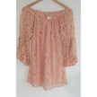 WinWin Full Lace Tunic Women Small/Medium Peach Off Shoulder Bell Sleeve Top
