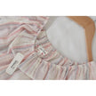 Pink Rose Off The Shoulder Blouse Womens Small Coral Blue Striped Short Sleeve