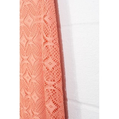 Cato Crochet Lace Midi Skirt Women Size 14 Coral Peach Fringe Hem Boho