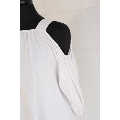 Madewell Womens XS White Cold Shoulder Tie Sleeve Blouse Square Neck Top