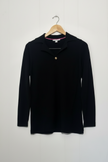Isaac Mizrahi Live Sweater Womens XXS Black Collared Knit Pullover Gold Button