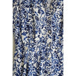 Free Assembly Button Front Dress Women Large Blue White Floral Elastic Waist