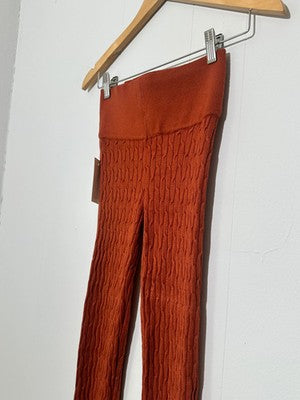 Daisy Rust ribbed knit high-waist leggings medium