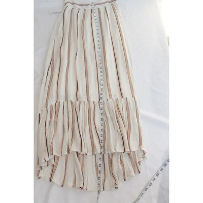 Jessica Simpson Maxi Skirt Women Small White Striped High Low Ruffle Tiered
