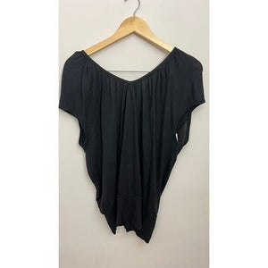 New York &amp; Company Blouse Women Extra Small Black Dolman Sleeve V-Neck Tie Front