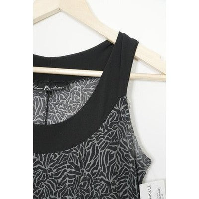Ellen Parker Shift Dress Women Small Black Grey Abstract Print Sleeveless